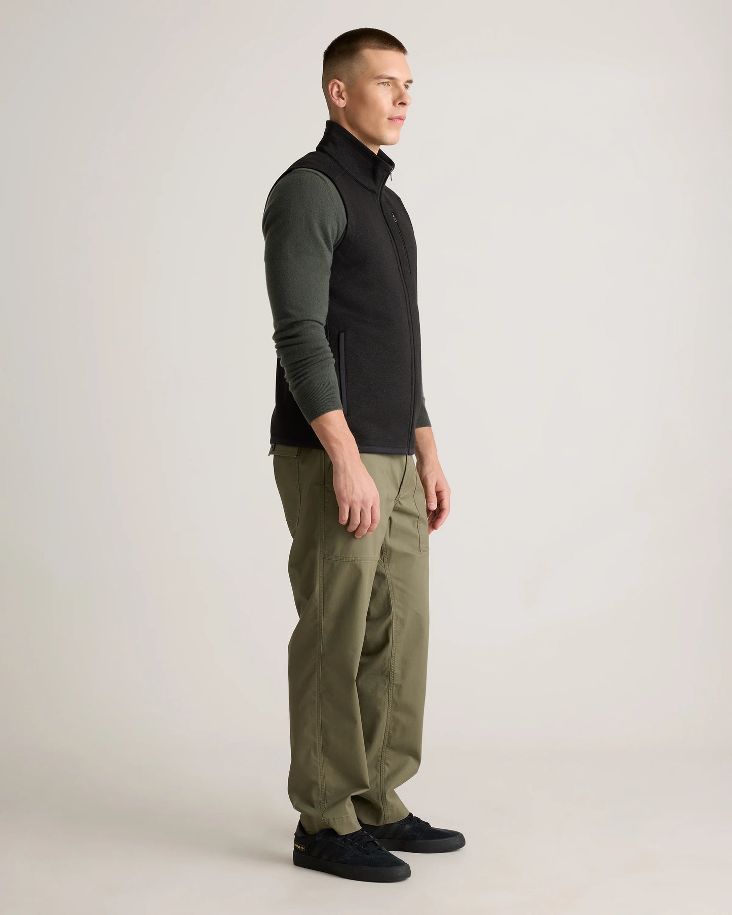 Sweater-Knit Fleece Full-Zip Vest - S / Heather Mineral Green