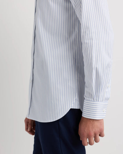 Organic Cotton Stretch Twill Dress Shirt - S / Grey Stripe