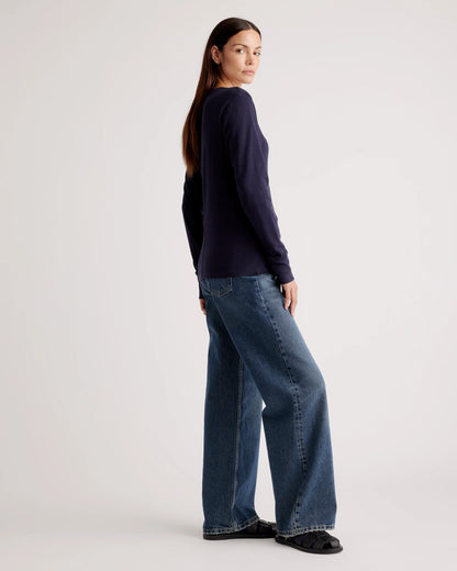 100% Organic Cotton Slub Long Sleeve Tee - XS / Smoked Thyme Green
