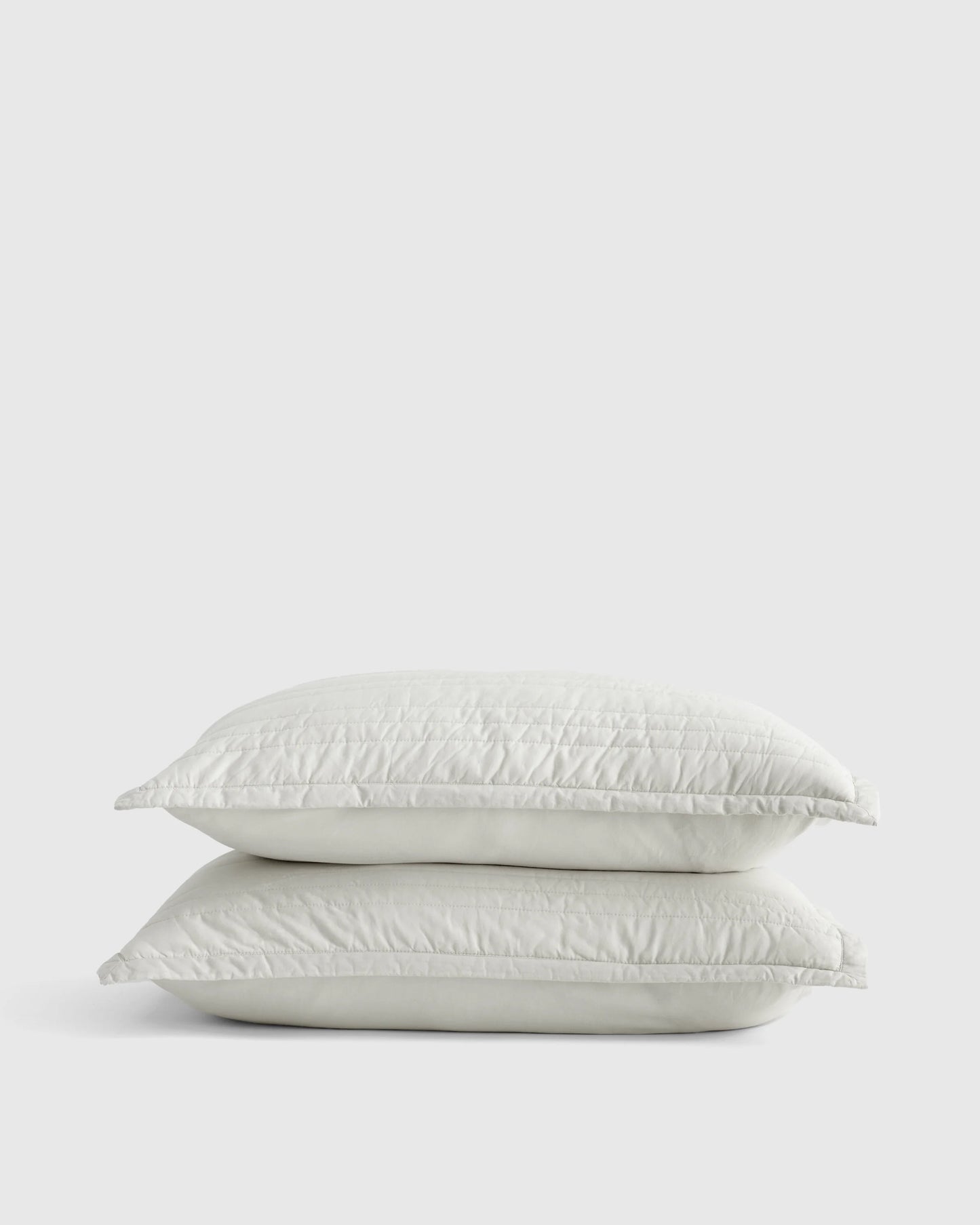 Organic Cotton Stripe Stitch Quilted Sham Set - Standard / White