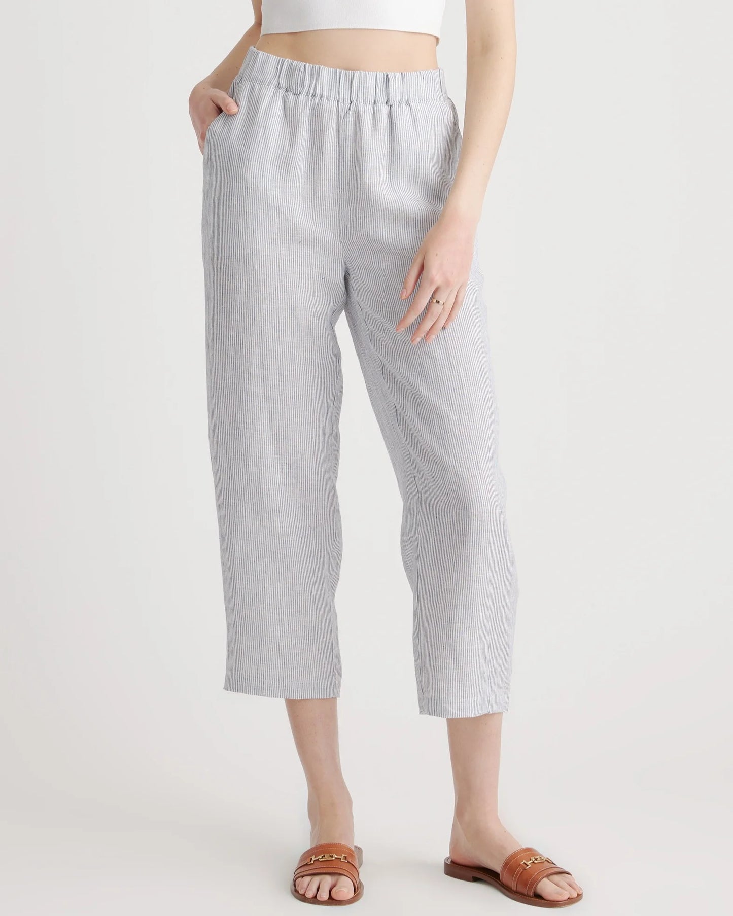 100% European Linen Pants - XS / White