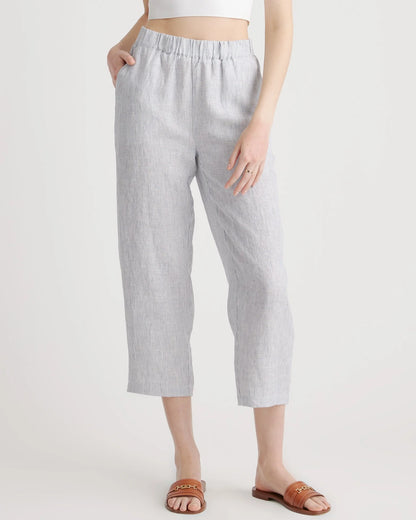 100% European Linen Pants - XS / White