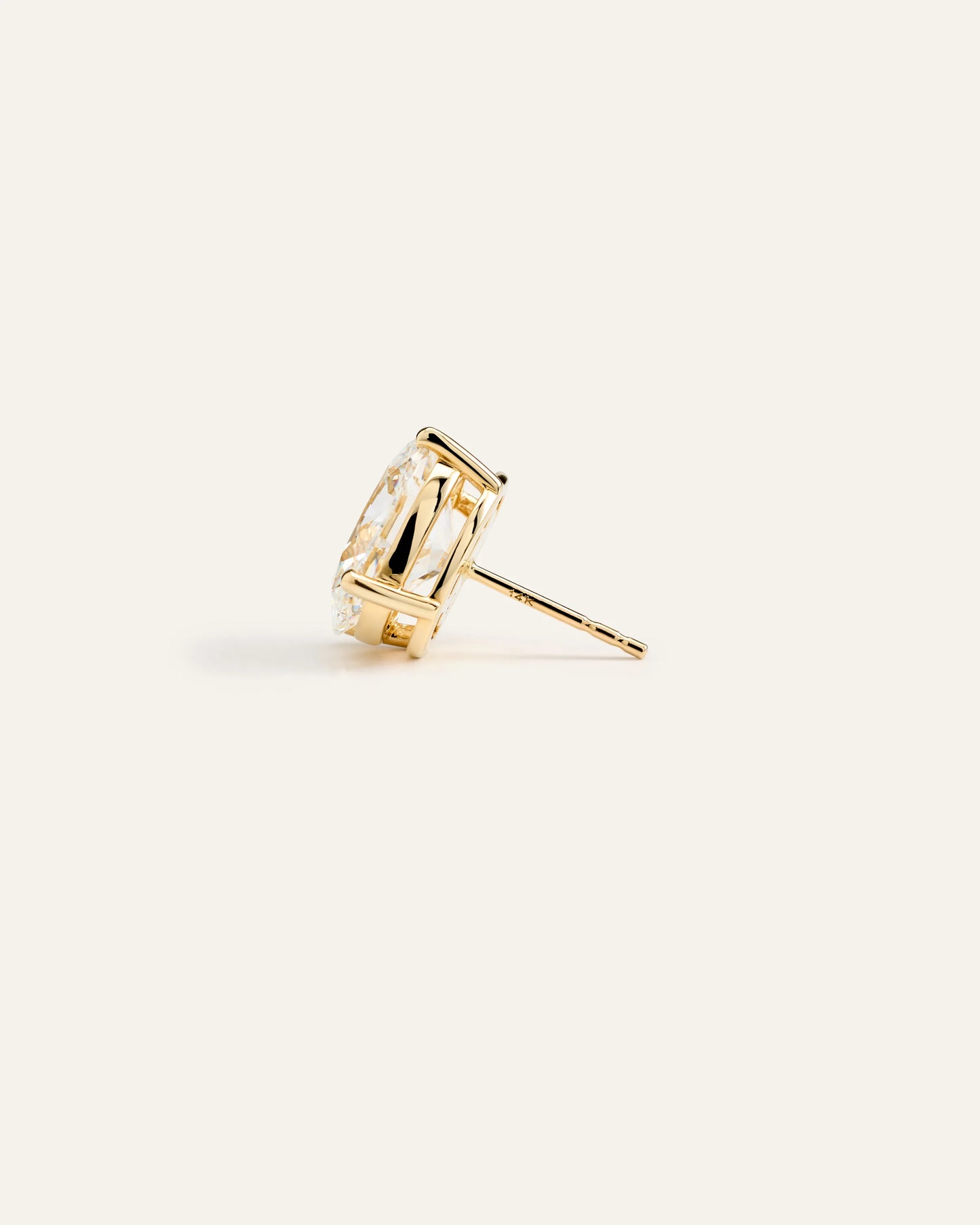 14K Gold Lab Grown Diamond Statement Oval Studs - 8ctw - One Size / Yellow Gold