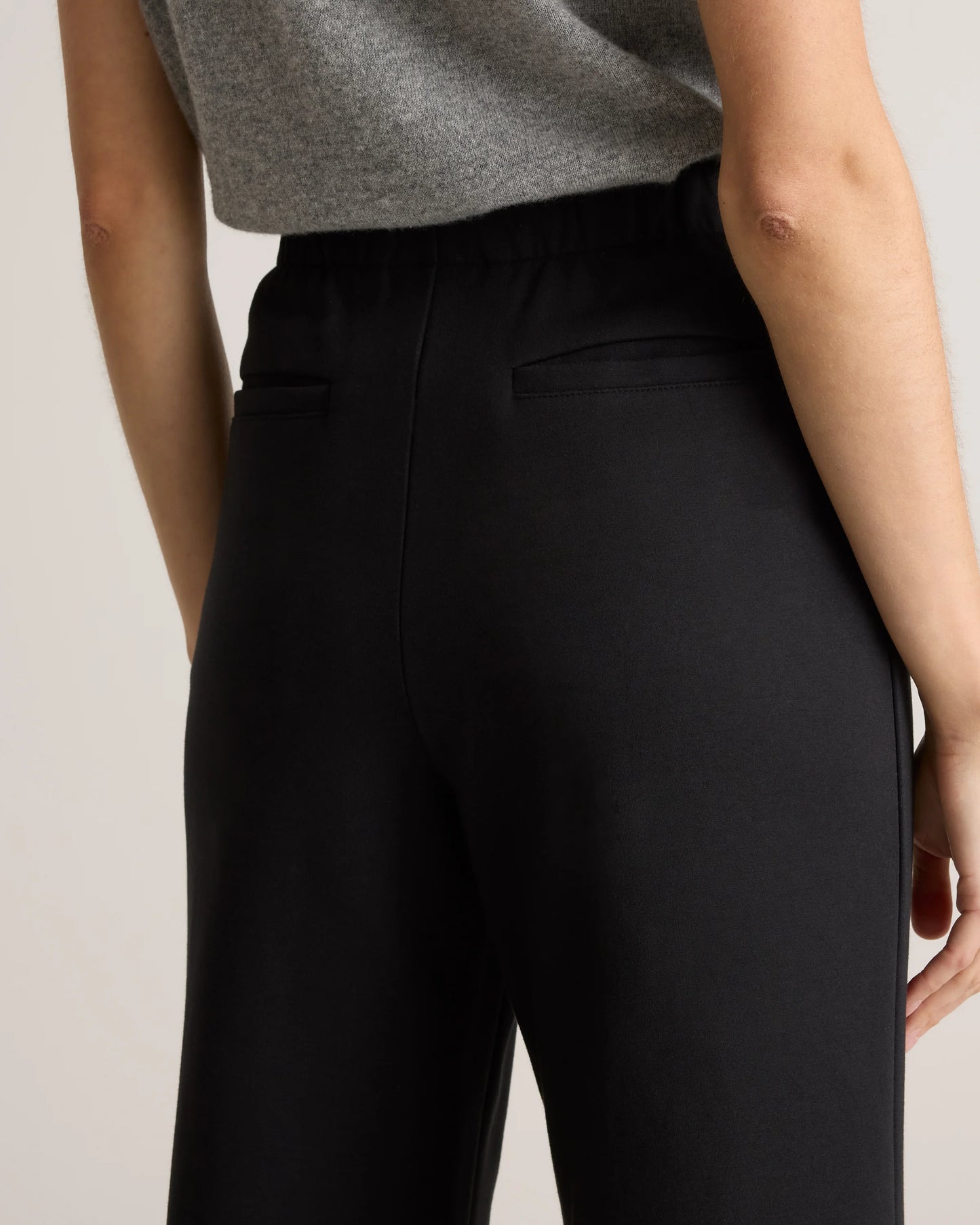Organic Cotton Double Knit Wide Leg Pants - XS / Bold Black