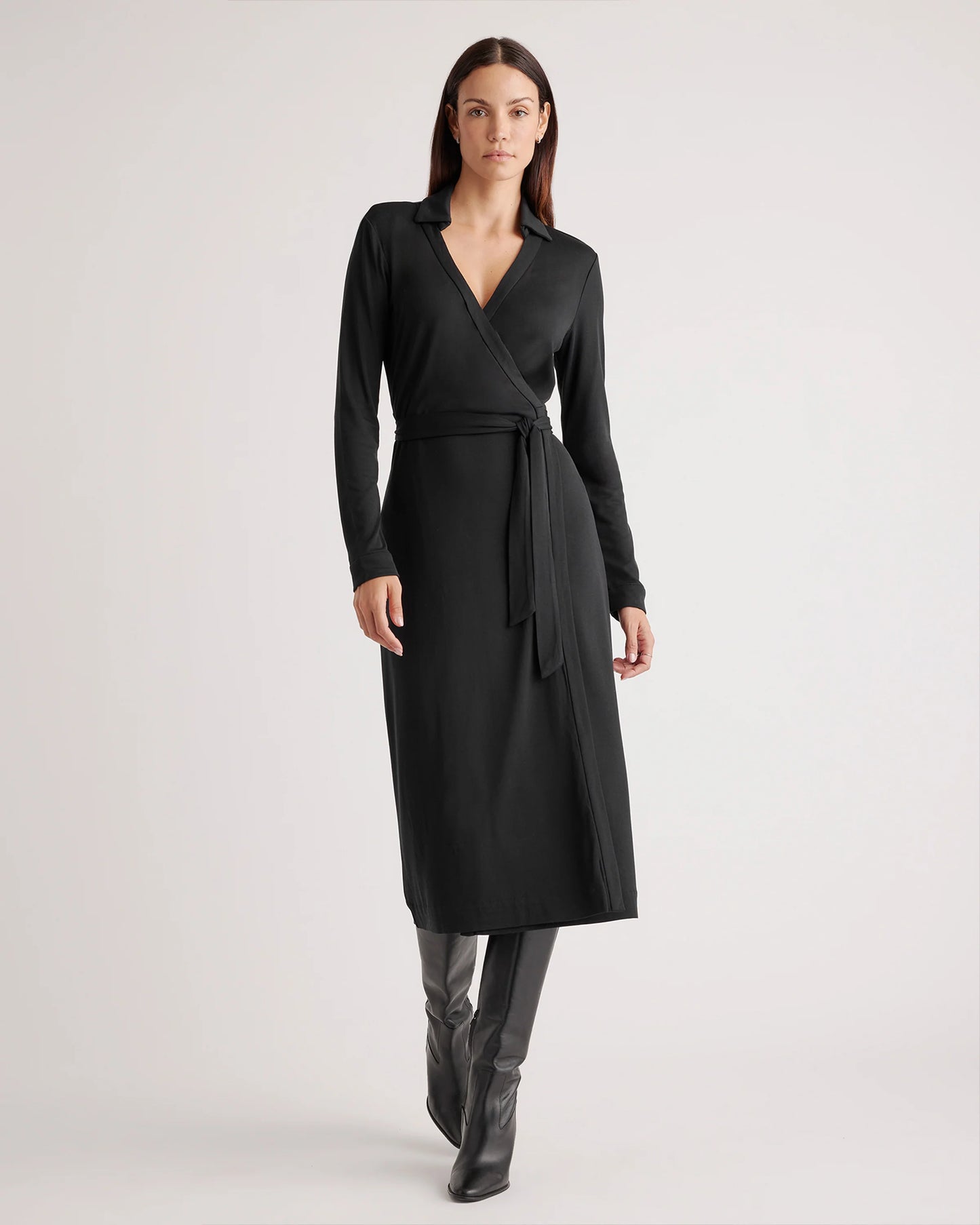 100% Silk Jersey Midi Wrap Dress - XS / Crimson Prism