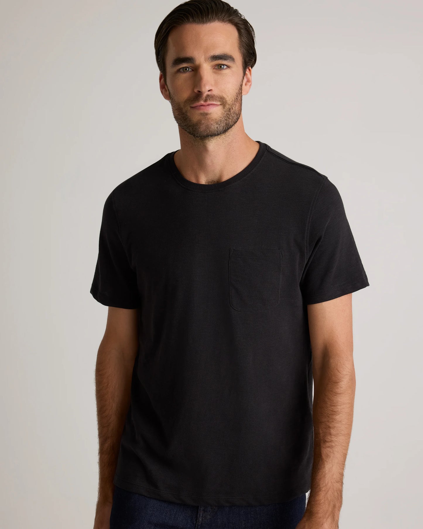 100% Organic Cotton Slub Pocket Tee - S / Bold Black