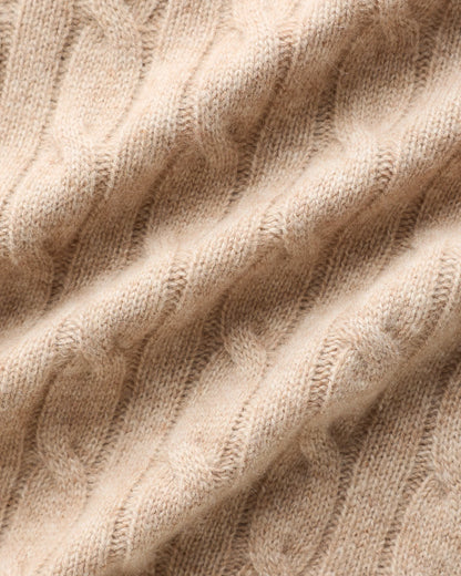 Mongolian Cashmere Classic Cable Crewneck Sweater - S / Teak