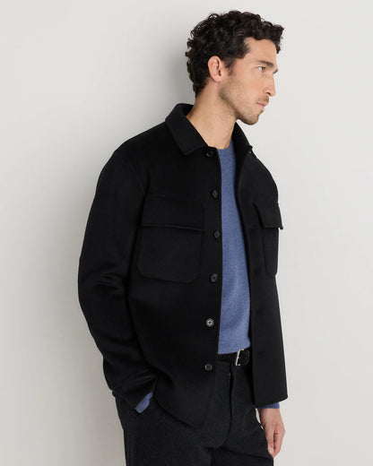 100% Mongolian Cashmere Double-Faced Shirt Jacket - S / Black