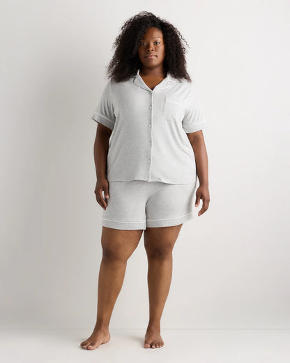 Bamboo Jersey Short Sleeve Pajama Set - 1X / Black