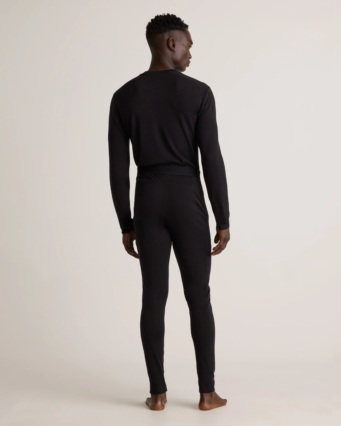 100% Merino Wool Cold Weather Base Layer Bottoms - S / Black
