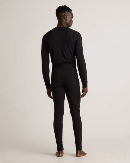 100% Merino Wool Cold Weather Base Layer Bottoms - S / Black