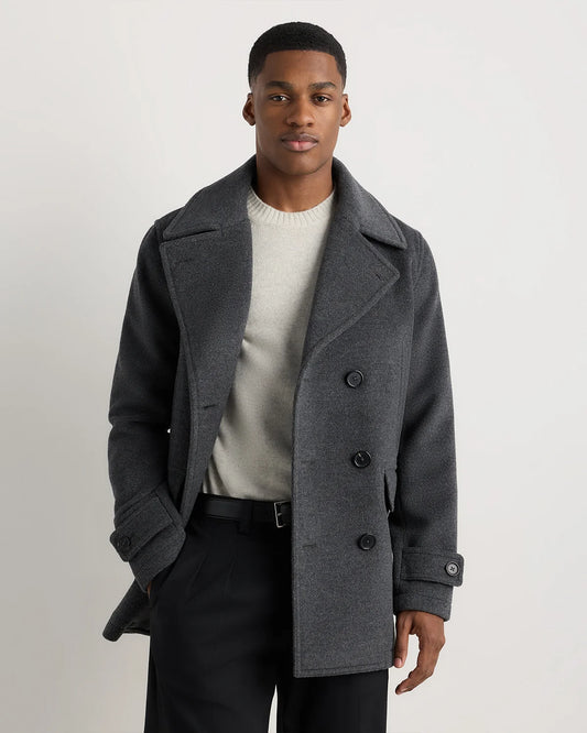 Wool Cashmere Peacoat - XS / Heather Charcoal