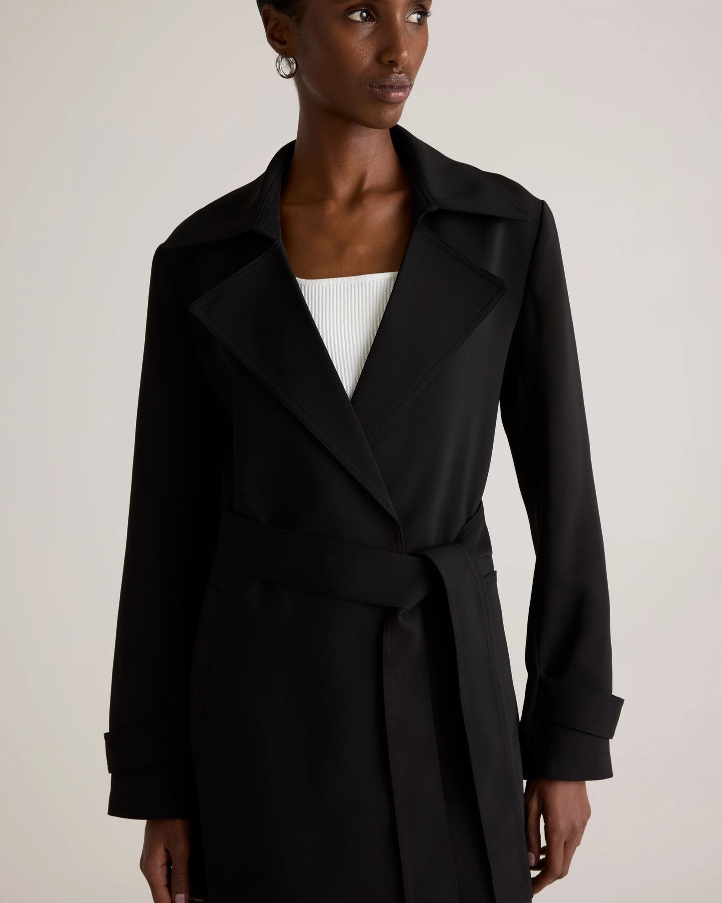 Stretch Crepe Trench Coat - XS / Olive