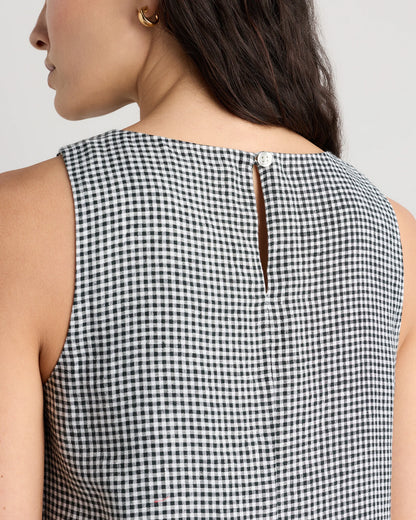 100% European Linen Tank Mini Dress - XS / Martini Olive