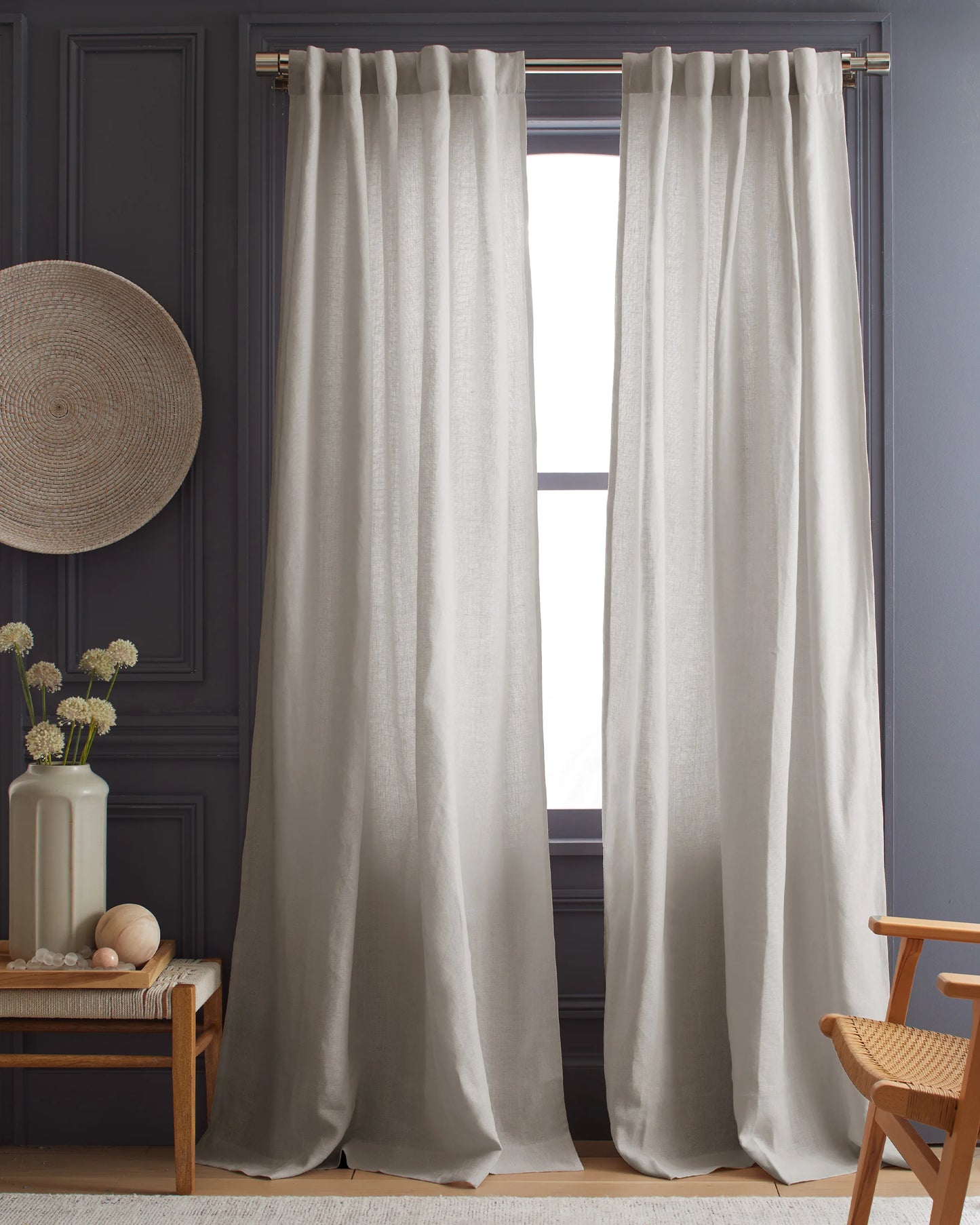 Heavyweight European Linen Curtain - 48x84 / White