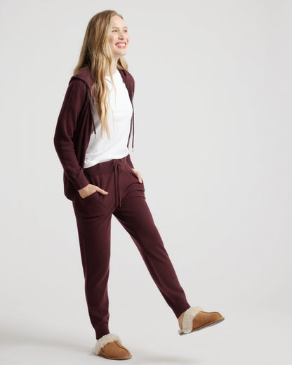 Mongolian Spring Cashmere Sweatpants - XS / Burgundy