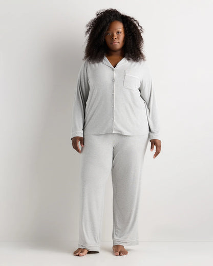 Bamboo Jersey Long Sleeve Pajama Set - 1X / Black