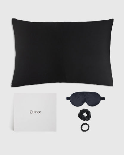 100% Washable Silk Beauty Sleep Set - One Size / Black
