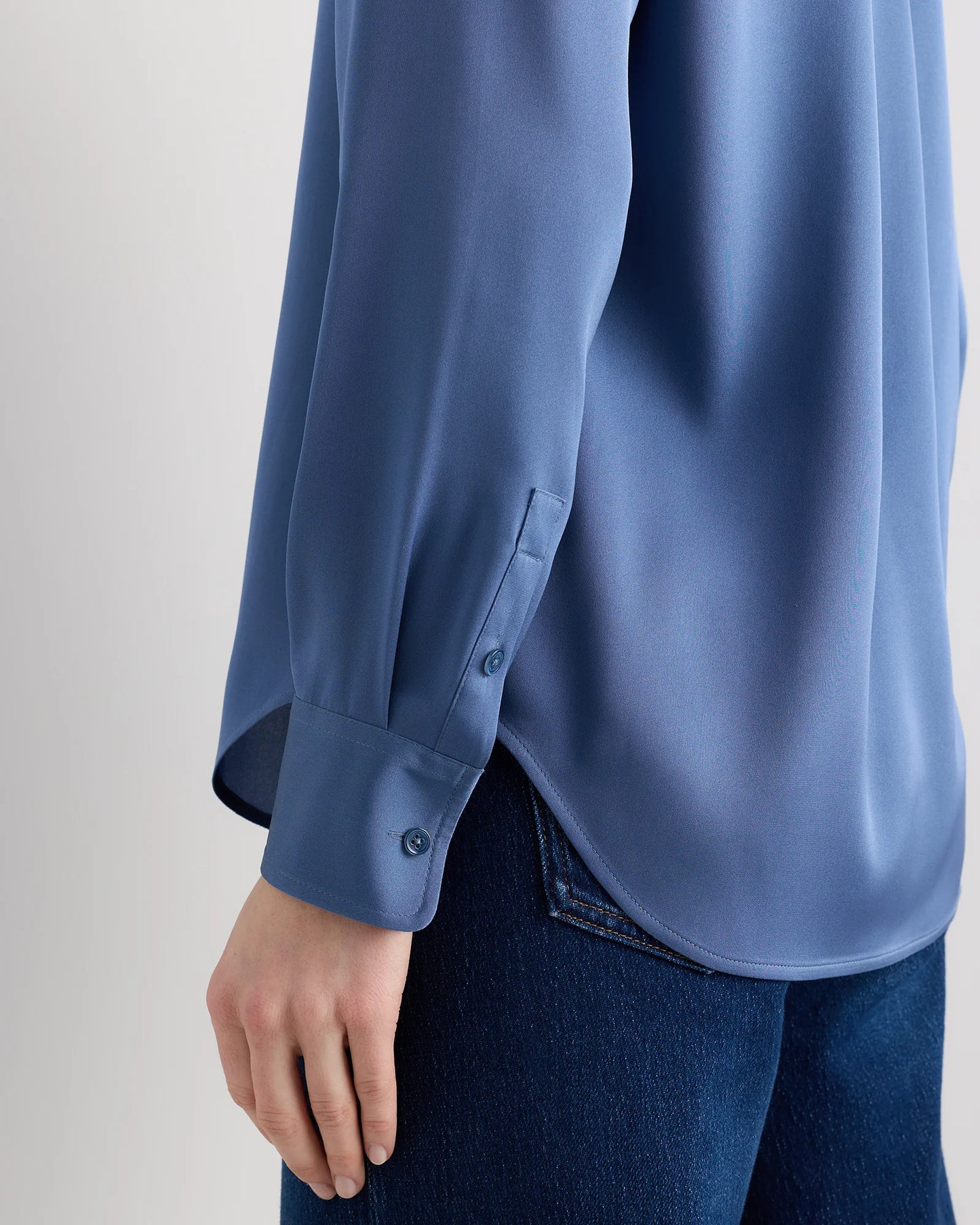 Washable Stretch Silk Blouse - XS / Moonstone Blue