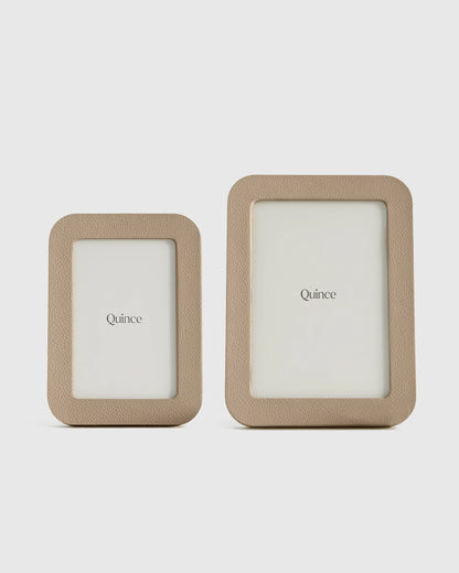 Shagreen Leather Picture Frames - (Set of 2) - Set: 4x6, 5x7 / Cream