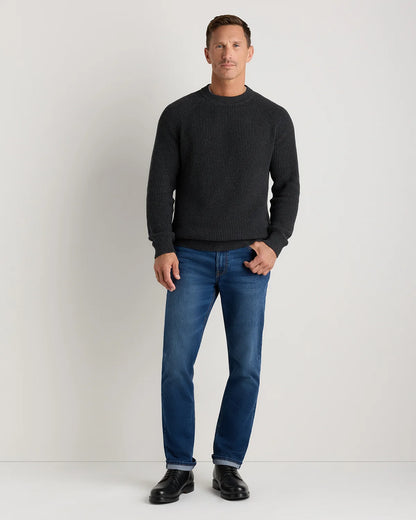 100% Organic Cotton Ribbed Crewneck Sweater - XS / Bahia Blue