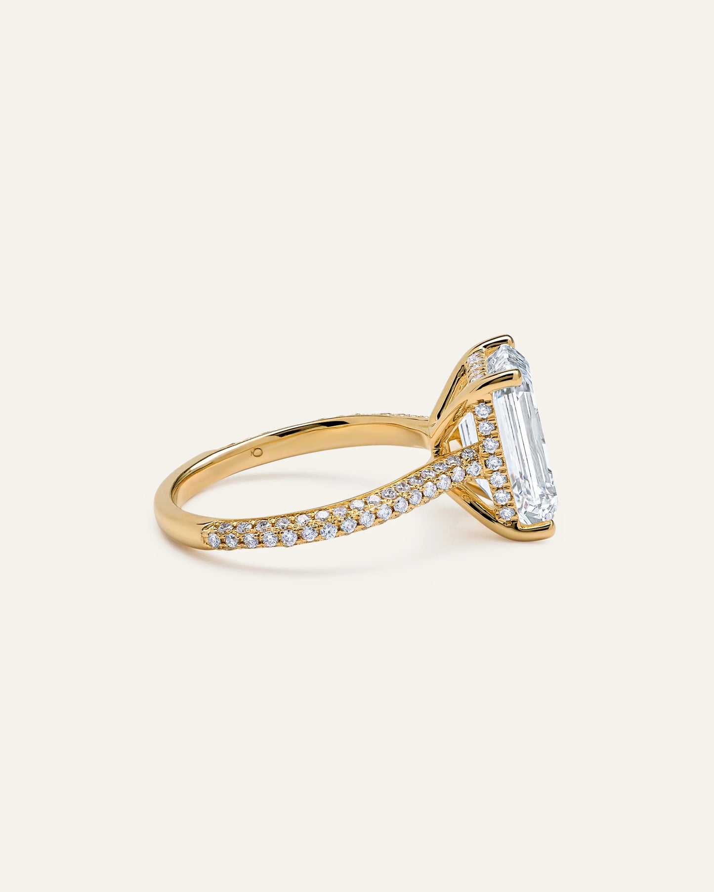 Lab Grown Diamond Emerald Pave Cathedral Engagement Ring - 5ct - 4 / Yellow Gold