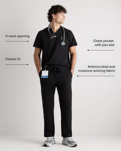 AeraFlex 3-Pocket Scrub Top - S / Bold Black