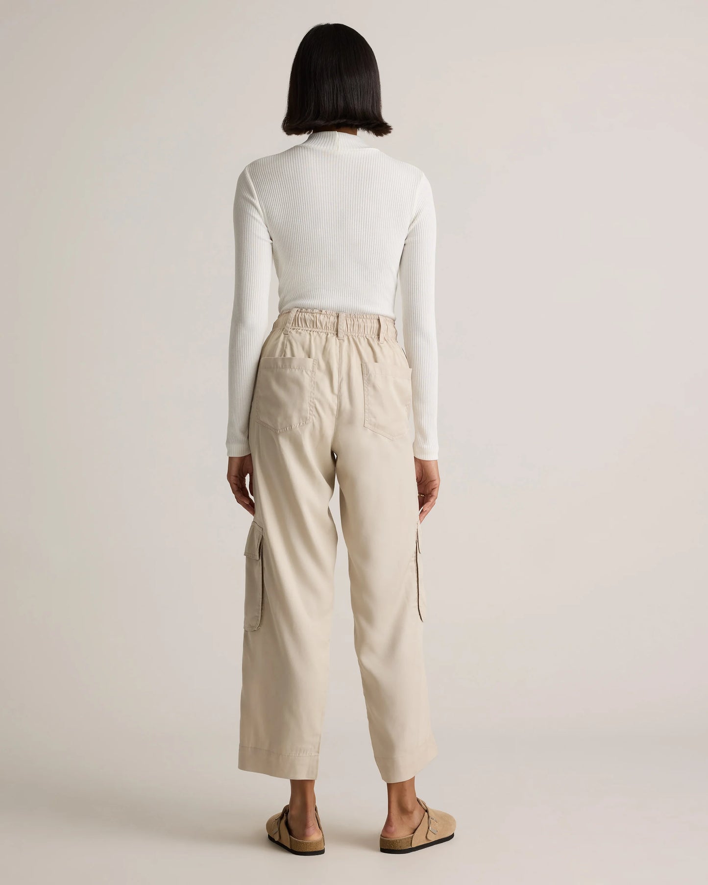 Vintage Wash Tencel Drawstring Cargo Pants - XS / Olive