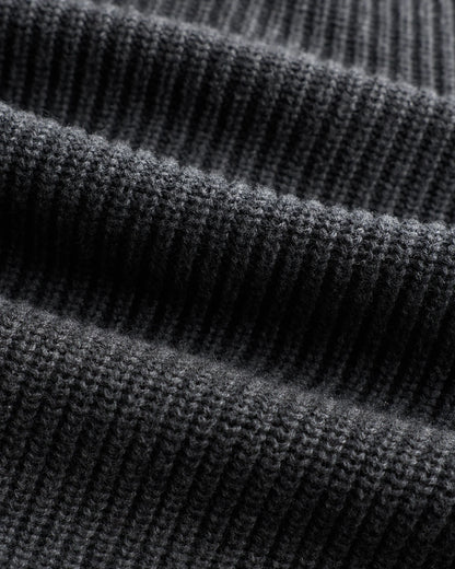 100% Organic Cotton Ribbed Quarter-Zip Sweater - S / Navy