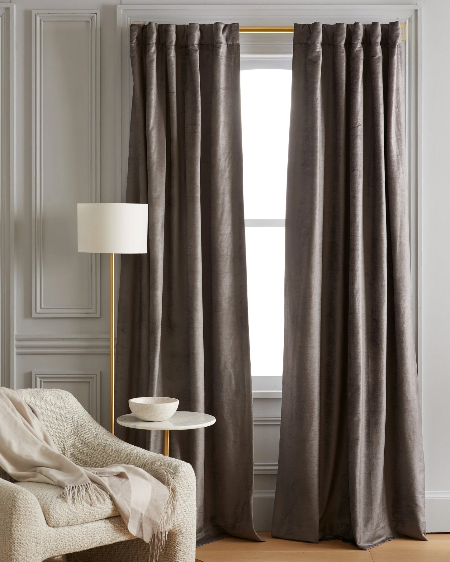 Luster Velvet Room Darkening Curtain - Single Panel - 48x84 / Champagne