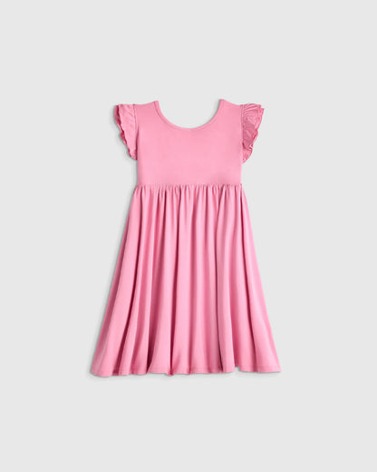 Bamboo Short Sleeve Flutter Twirl Dress - 2T / Starfish Pool