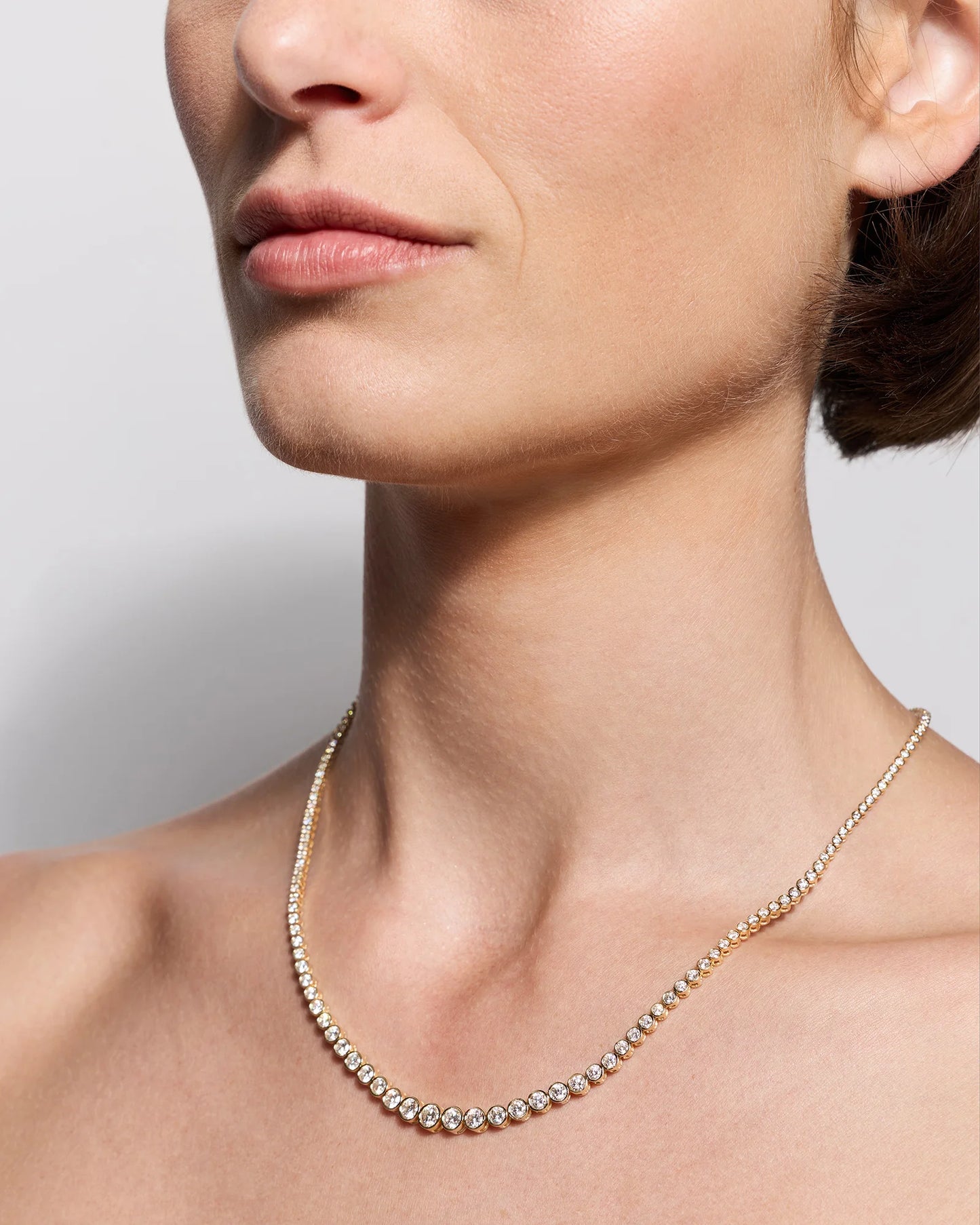 14K Gold Lab Grown Diamond Bezel Set Graduated Tennis Necklace - 7ctw - One Size / Yellow Gold