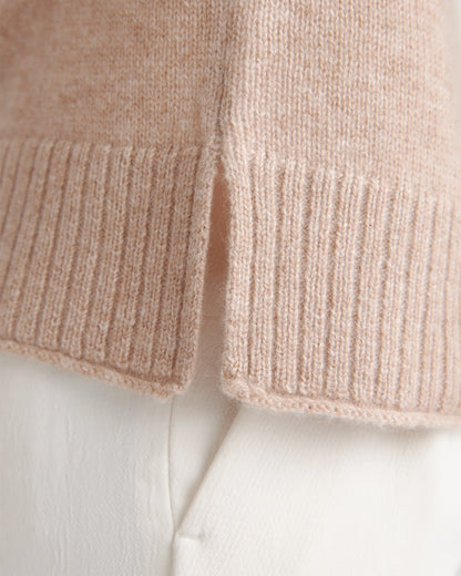 Mongolian Cashmere Boxy Crewneck Sweater - XS / Faded Denim/Brown/Ivory Variegated Stripe
