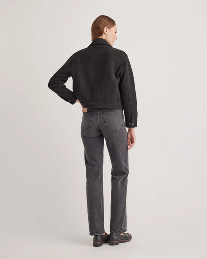 100% Merino Wool Cropped Shirt Jacket - XS / Mulled Wine