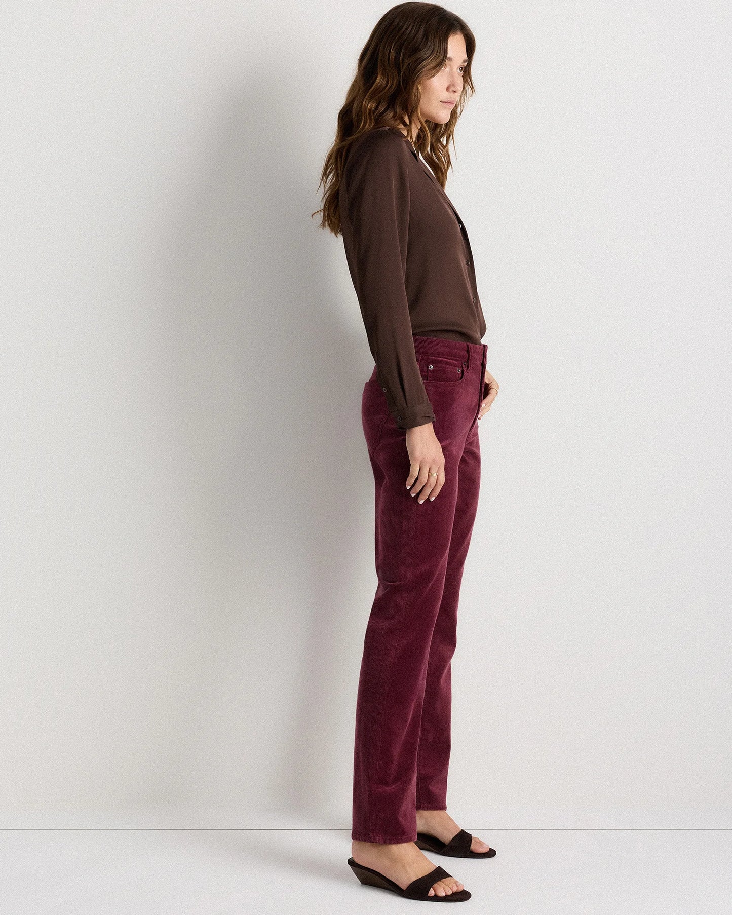 Organic Stretch Corduroy Straight Leg Pants - 0 / Espresso