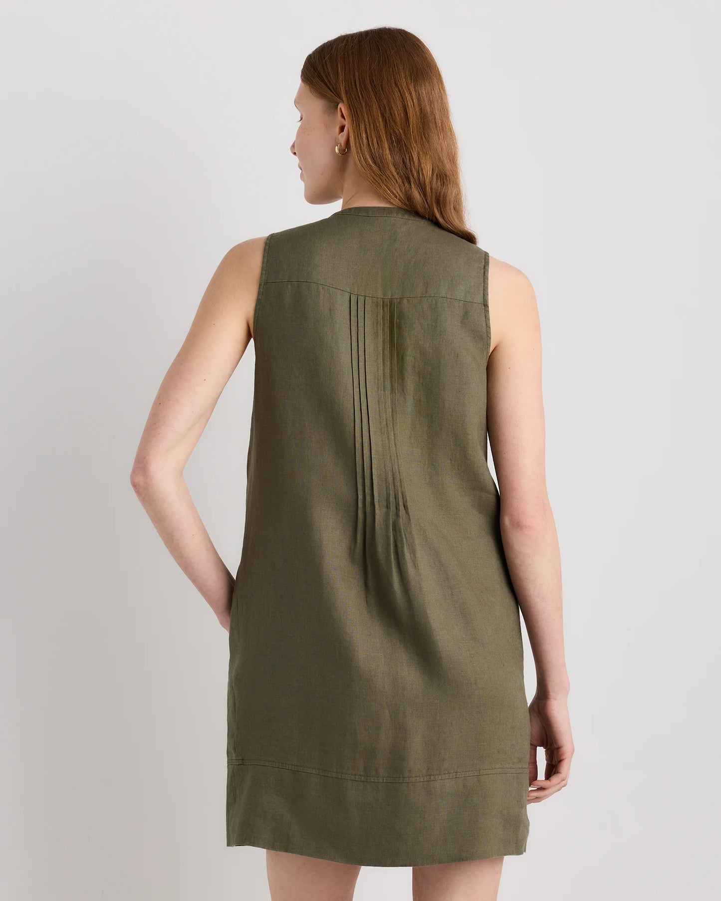 100% European Linen Sleeveless Swing Dress - XS / Classic Mini Gingham