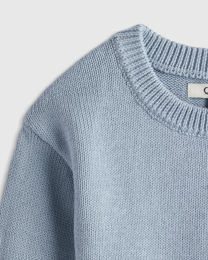 100% Organic Cotton Crewneck Sweater - 9-12M / Navy/White
