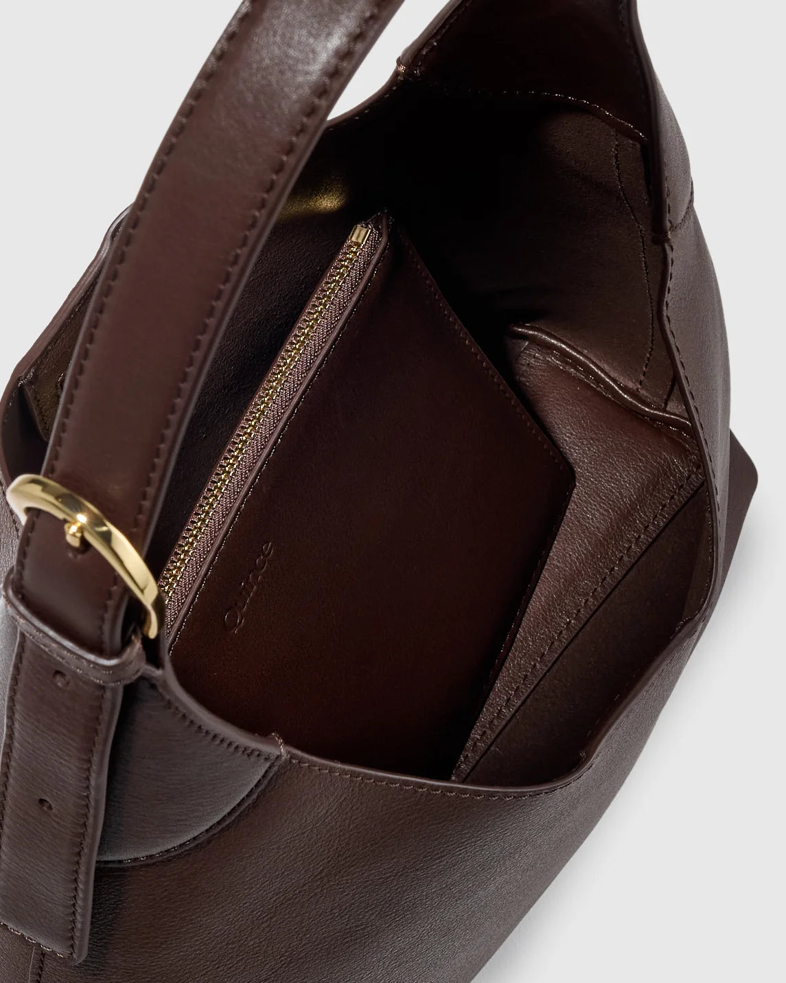 Full-Grain Leather Small Shoulder Bag - One Size / Black