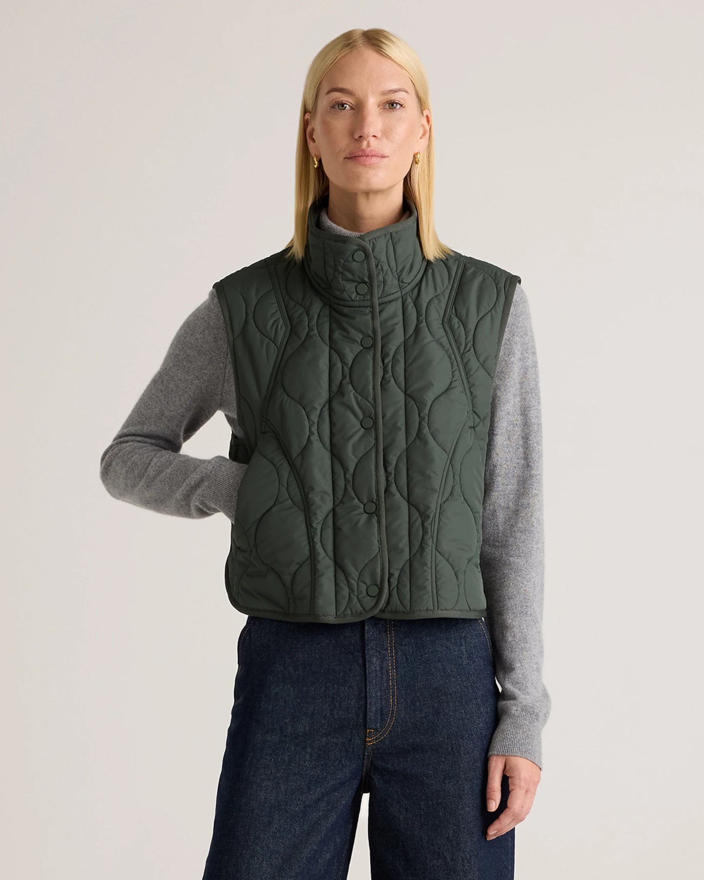 Featherless Quilted Puffer Vest - XS / Verdant Pine