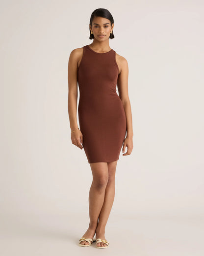 Tencel Rib Knit Sleeveless Mini Dress - XS / Heather Grey