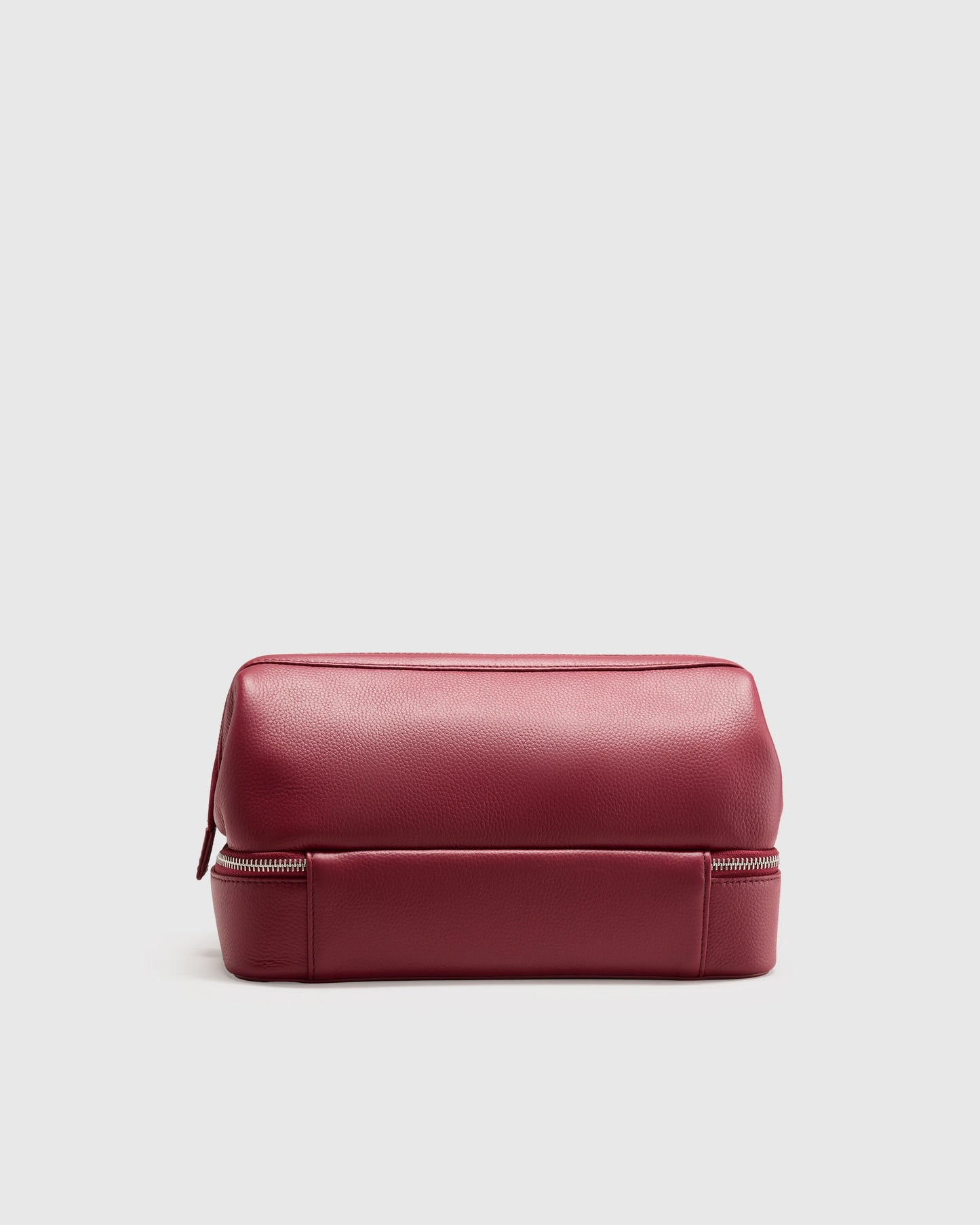 Italian Leather Dual Compartment Toiletry Bag - One Size / Ruby Red