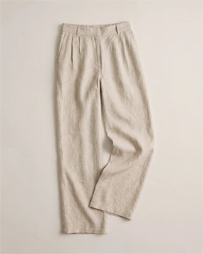 100% European Linen Pleated Trouser - 0 / Bayberry Olive