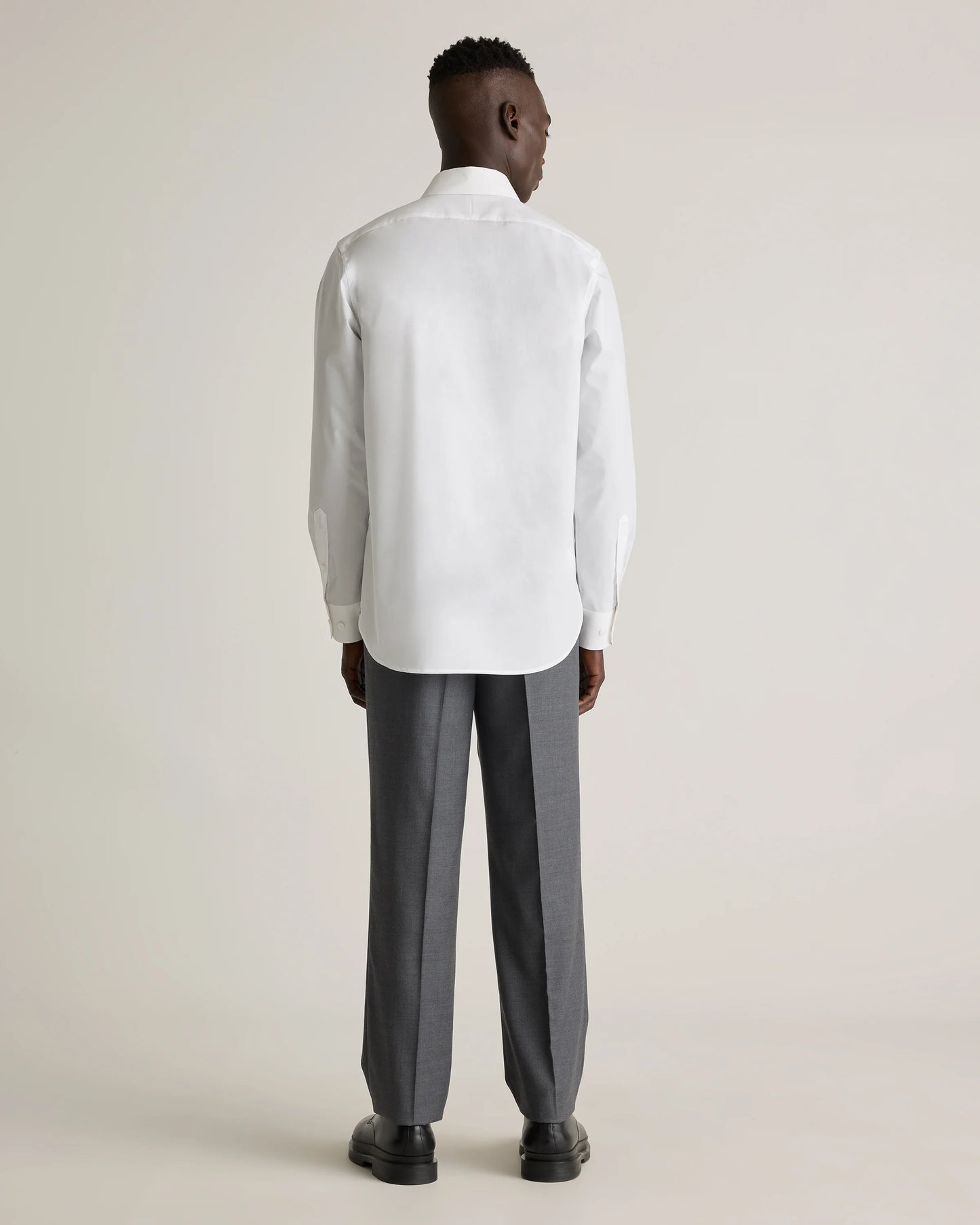 Organic Cotton Stretch Poplin Dress Shirt - S / White/Navy Minigrid