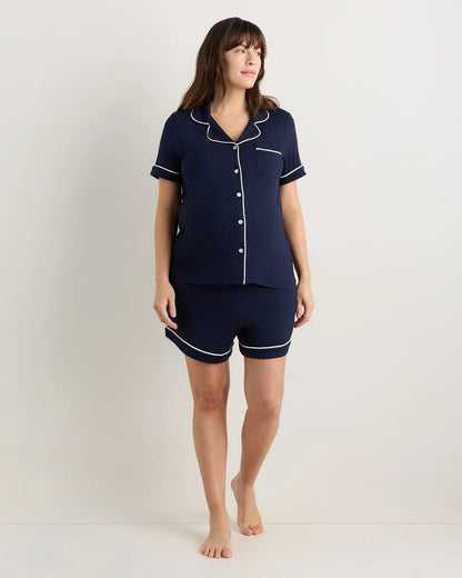 Bamboo Jersey Maternity Short Sleeve Pajama Set - XS / Wine Tasting Red