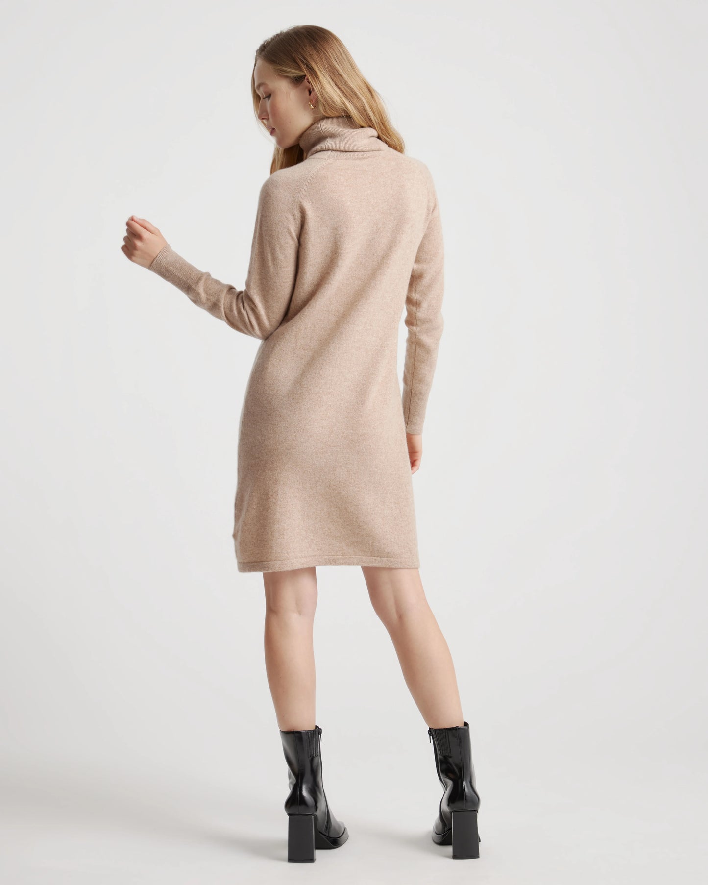 Mongolian Cashmere Turtleneck Sweater Dress - XS / Moss