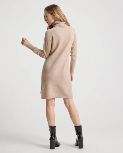 Mongolian Cashmere Turtleneck Sweater Dress - XS / Moss