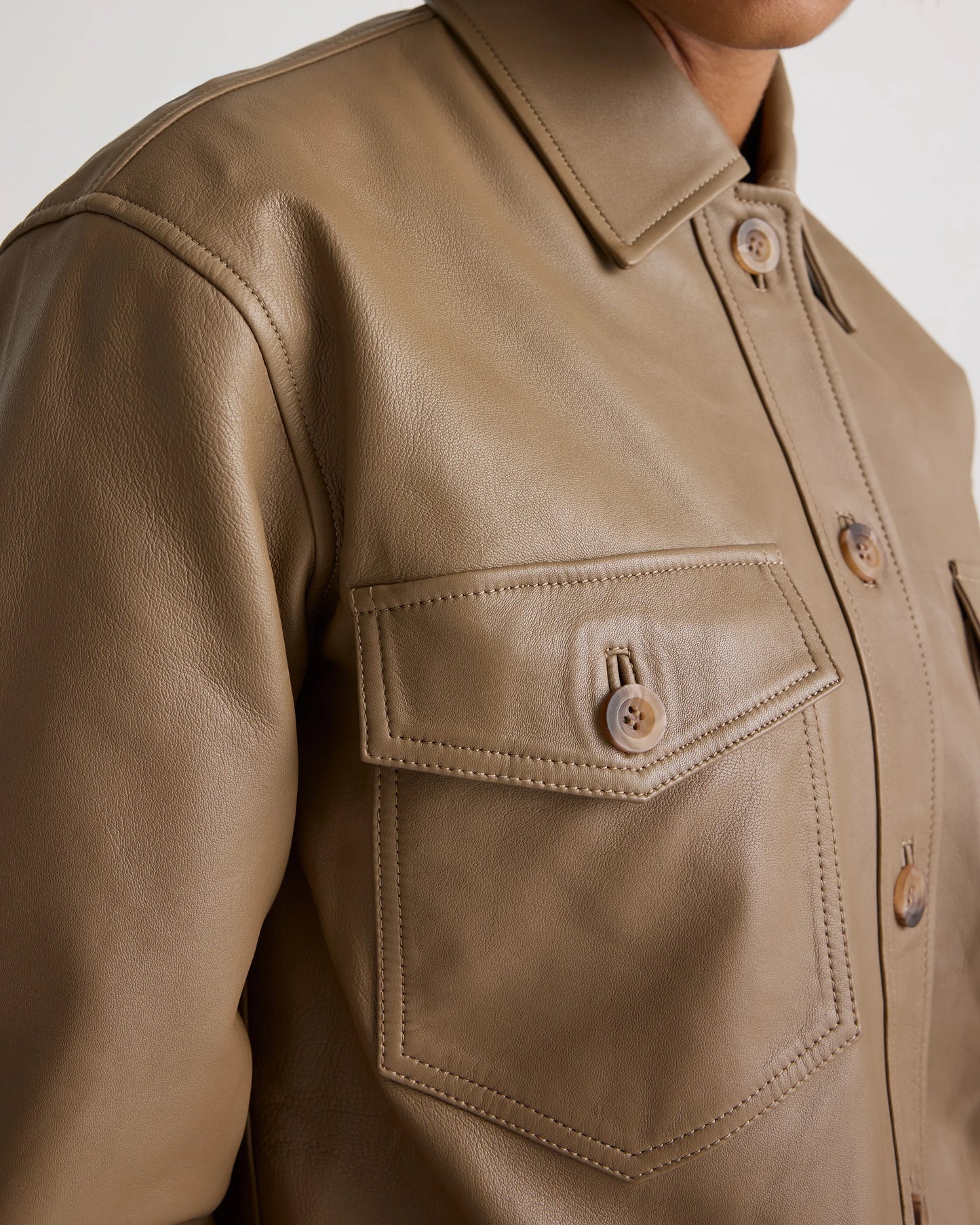 100% Leather Cropped Jacket - XS / Rich Brown