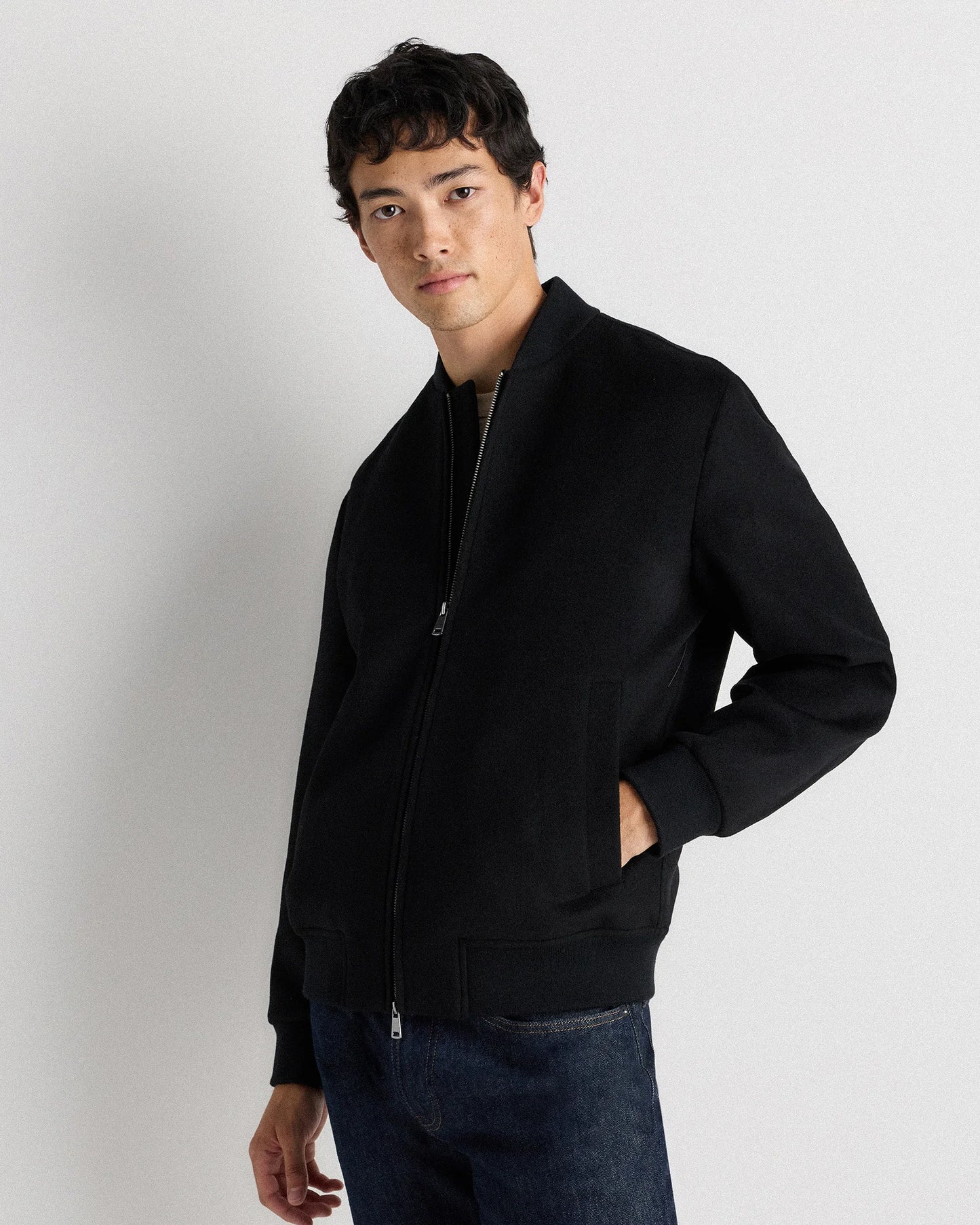 100% Mongolian Cashmere Bomber Jacket - S / Black