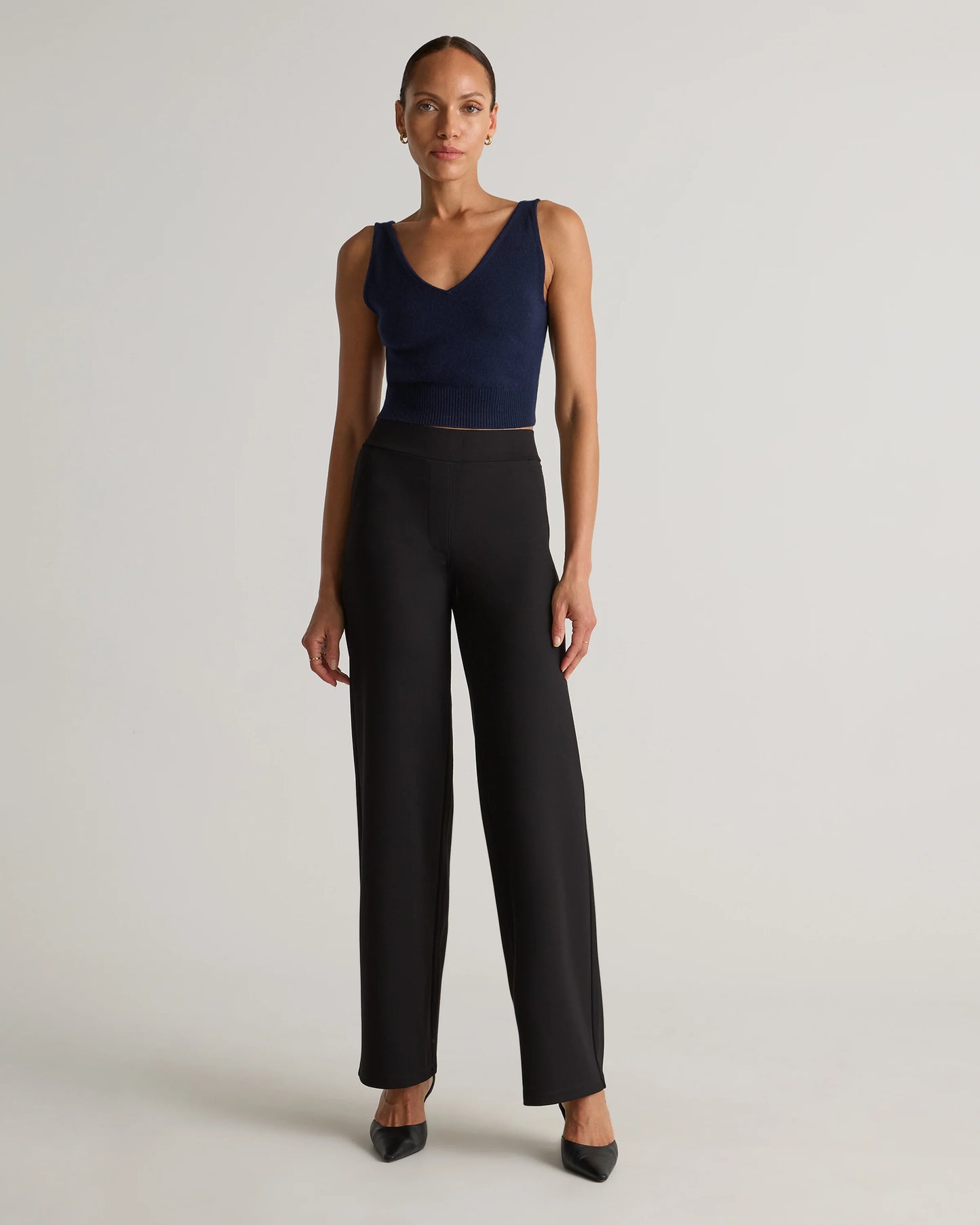 Ultra-Stretch Ponte Wide Leg Pants - XS / Espresso