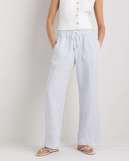 100% European Linen Wide Leg Pants - XS / Bayberry Olive